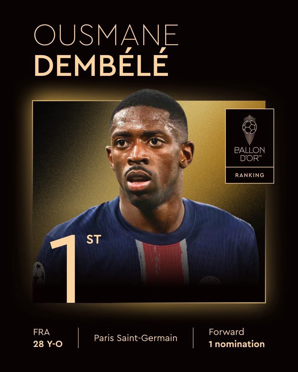 PSG eleito melhor equipa de 2025 e Dembélé o melhor do mundo